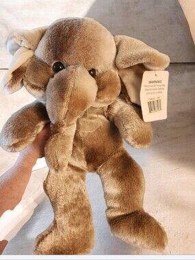 Plush Brown Elephant Stuffed Animal - Soft Cuddly Toy